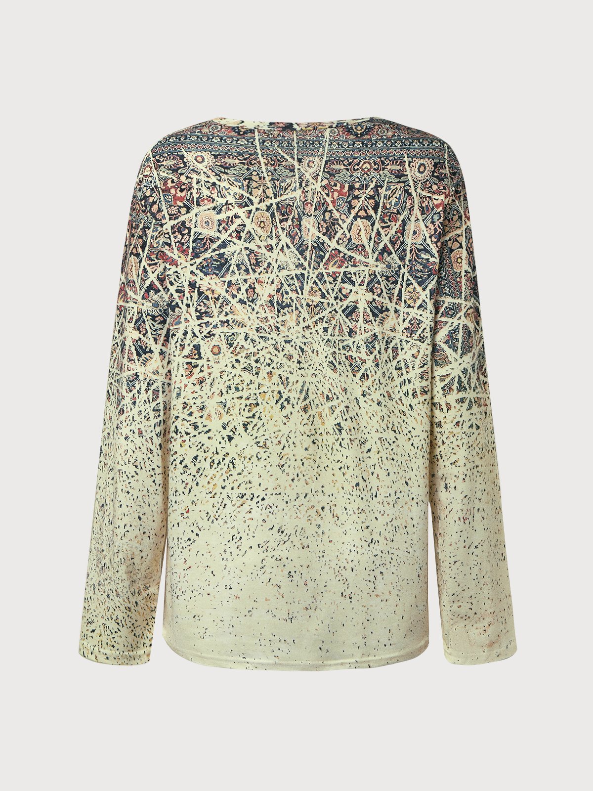 Casual Escote Redondo Geométrico Ombre Camiseta