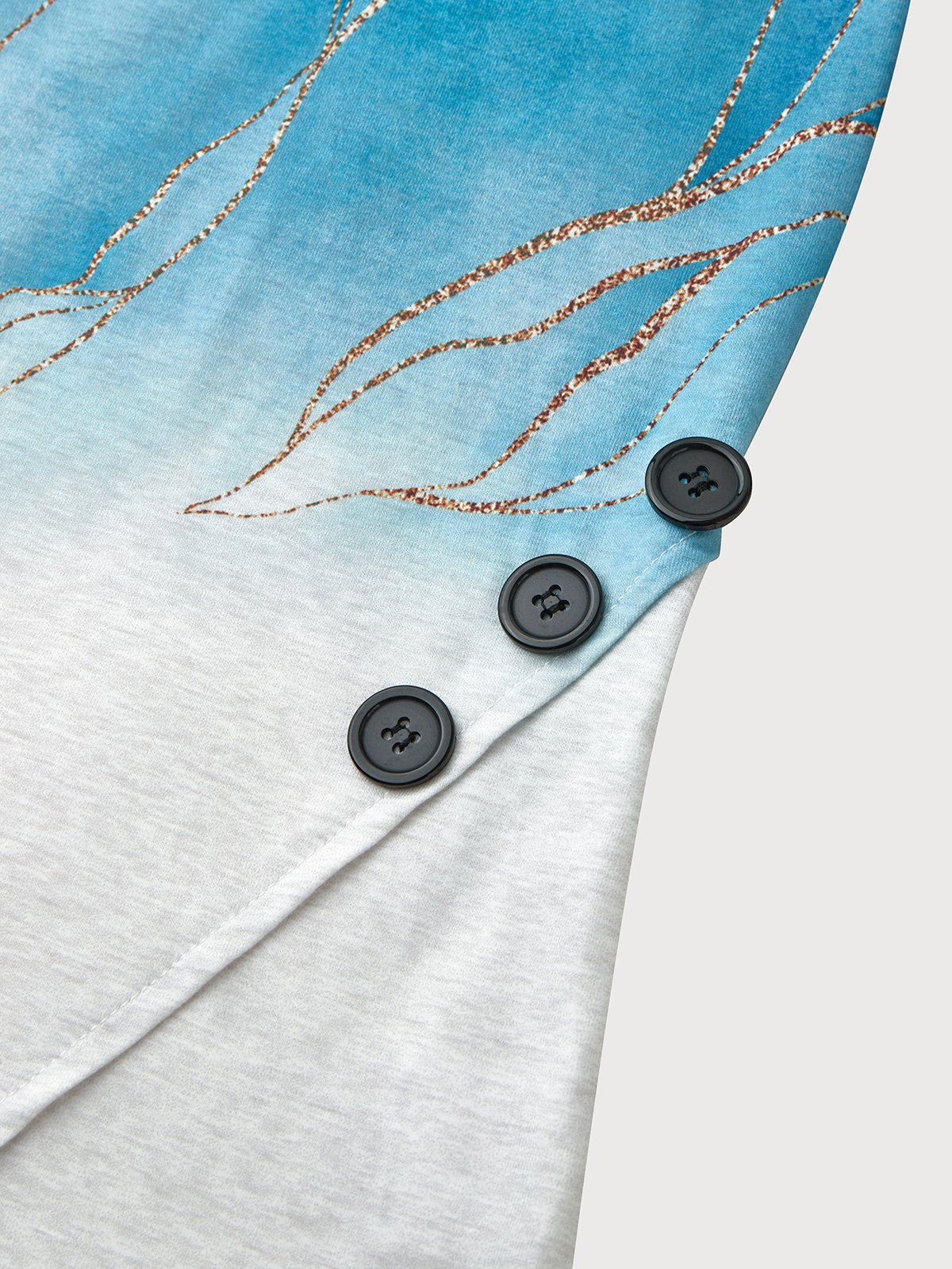 Gradiente Irregular Dobladillo Botón Flojo Túnico Camiseta Talla Grande