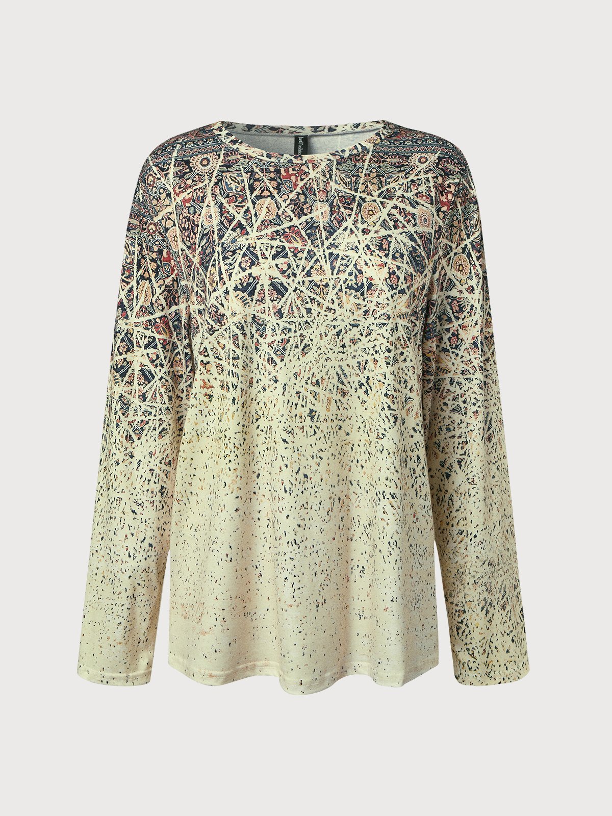 Casual Escote Redondo Geométrico Ombre Camiseta