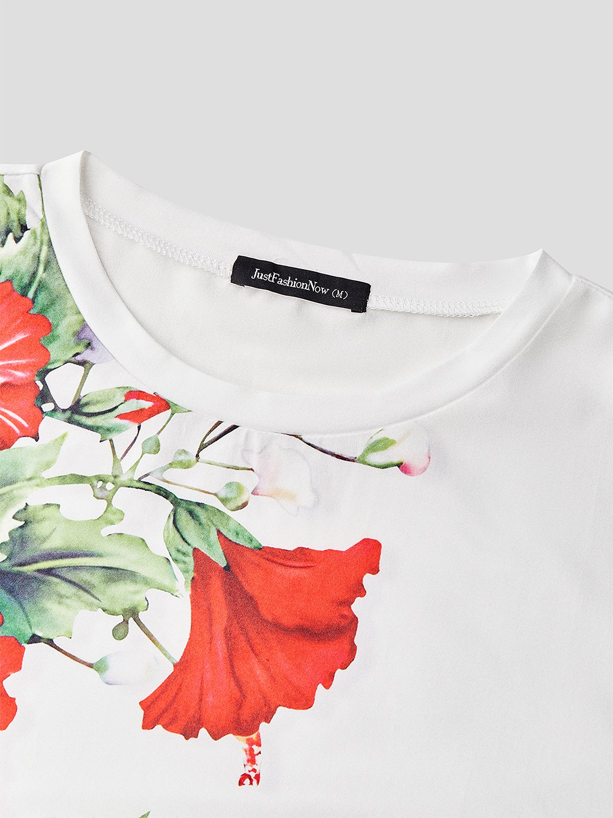 Verano Floral Diseño Casual Cuello Redondo Manga Corta Camiseta