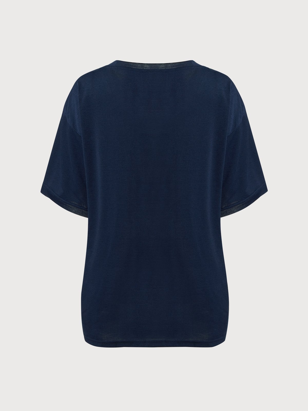 Cuello Pico Casual Letras Camiseta