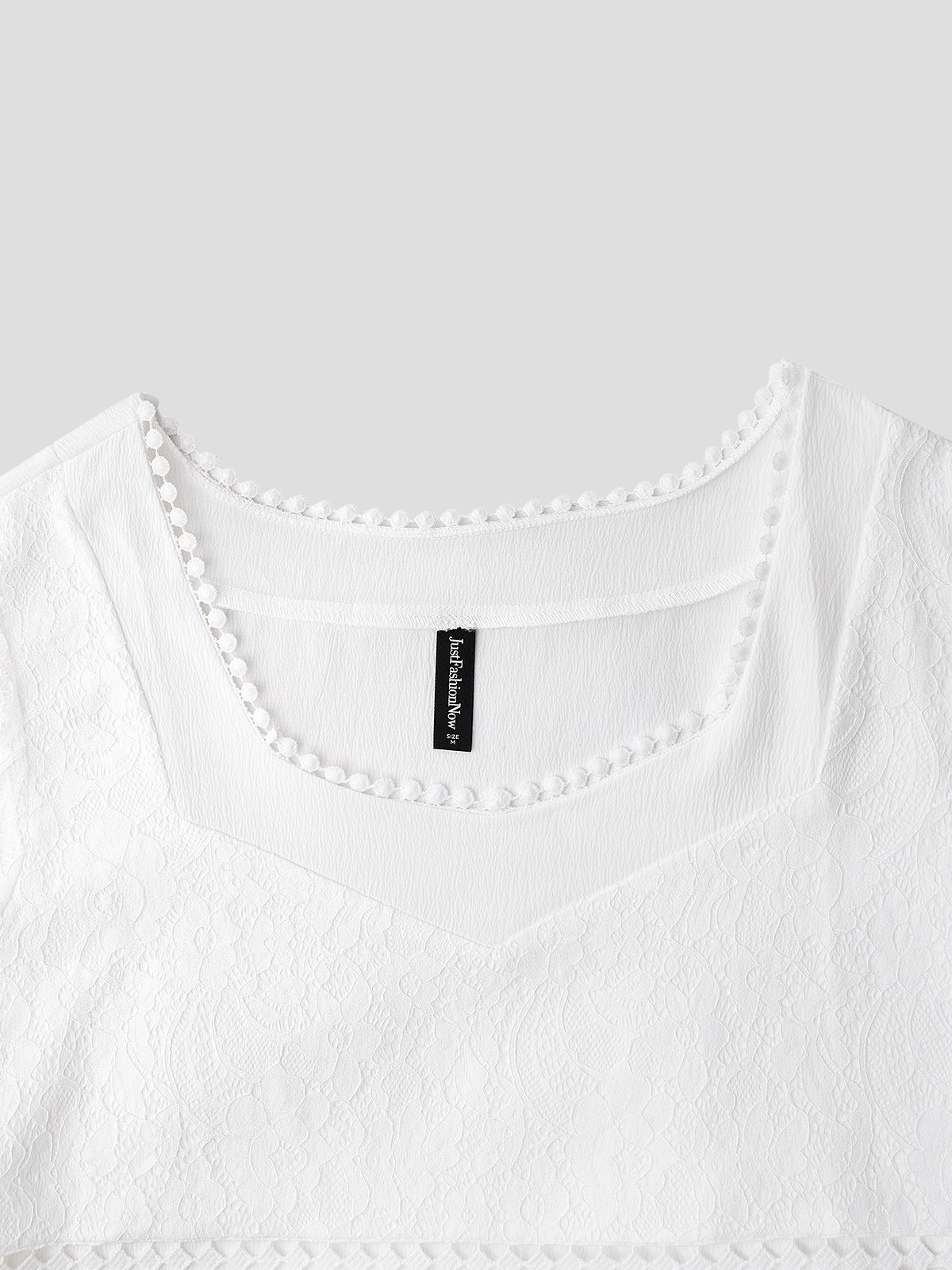 Forma De Corazón Escote Blanco De Encaje Con Remiendo Blusa