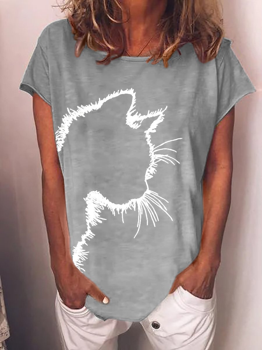 Mujer Gato Estampado Camiseta