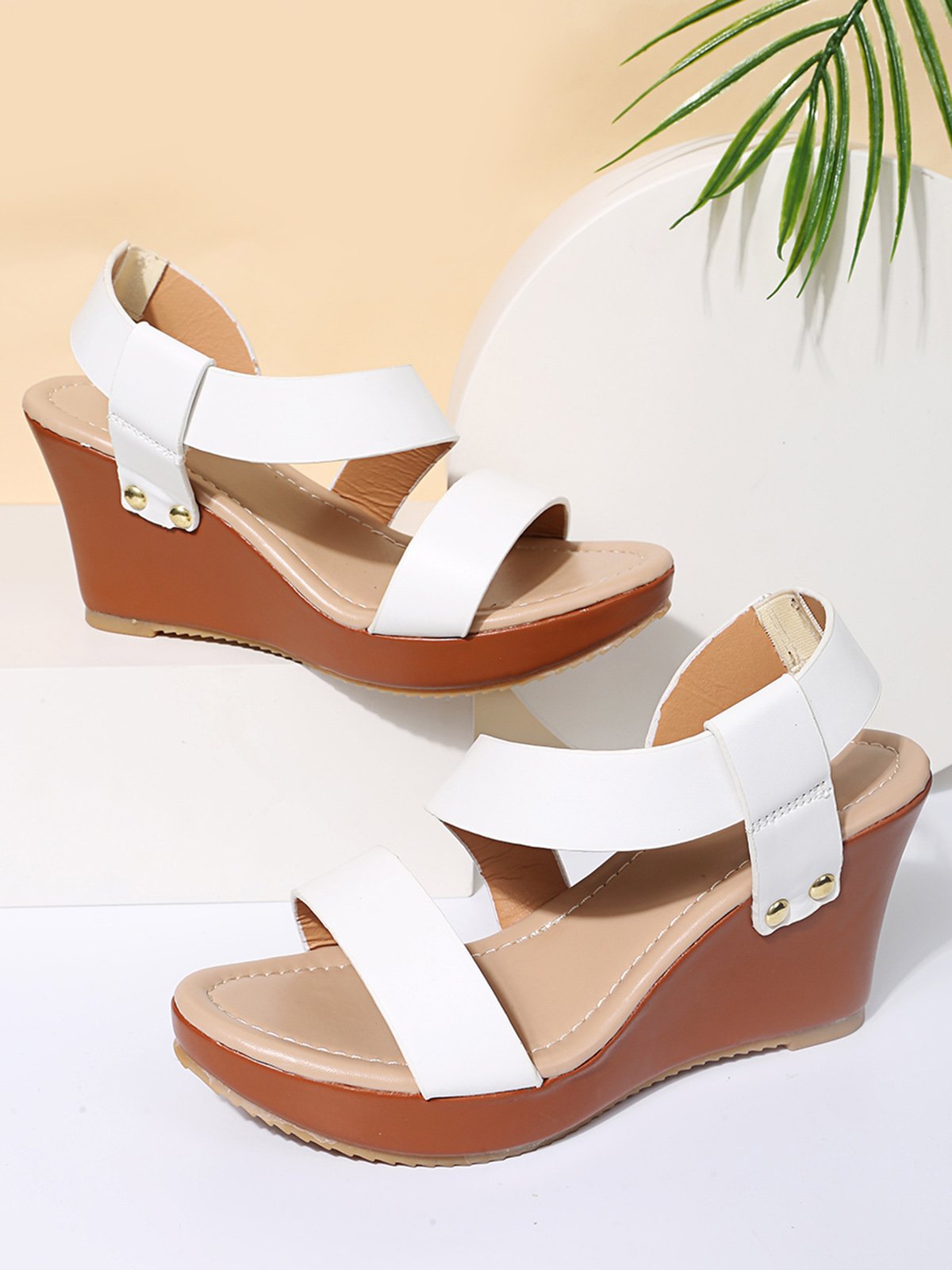 Sandalias De Cuña De Mujeres Grueso Correa