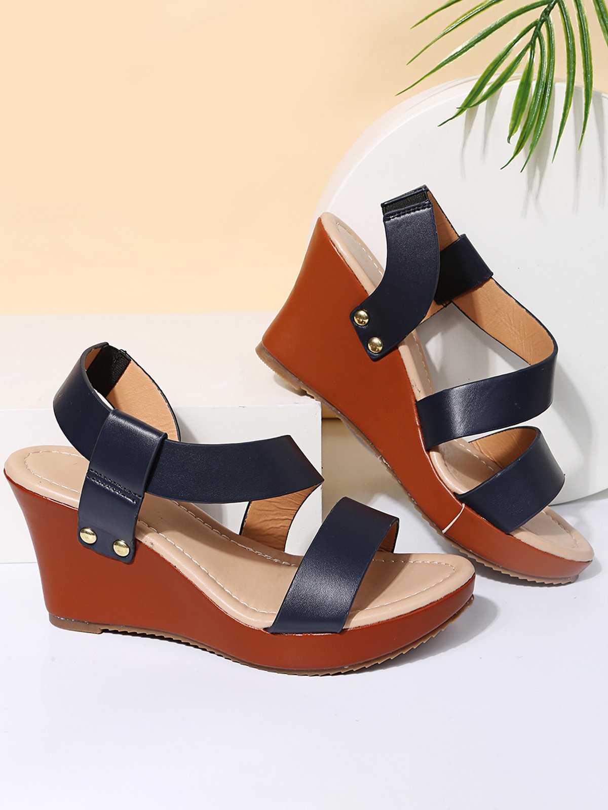 Sandalias De Cuña De Mujeres Grueso Correa