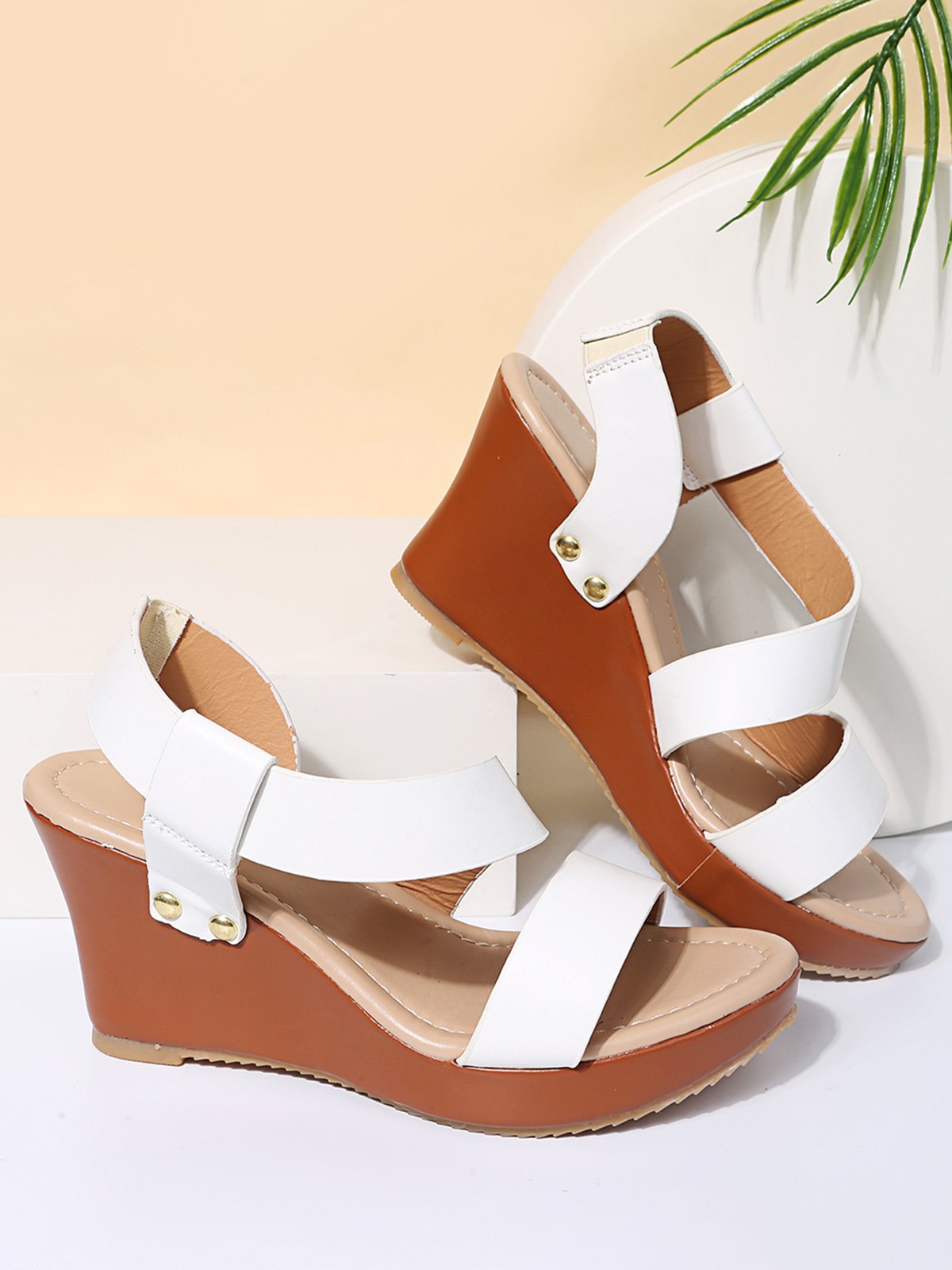 Sandalias De Cuña De Mujeres Grueso Correa