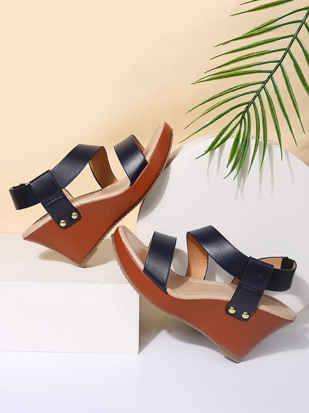 Sandalias De Cuña De Mujeres Grueso Correa