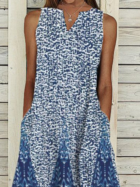 Regular Ajuste Cuello Pico Floral Manga Corta Tejido Vestido