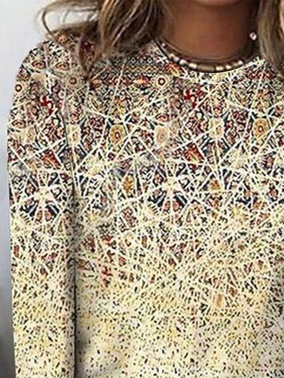Casual Escote Redondo Geométrico Ombre Camiseta