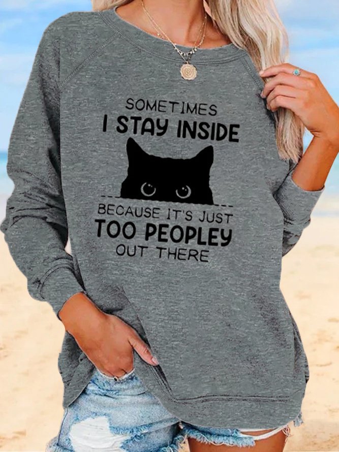 Descuento! Casual Señoras Flojo Tejer Sudadera