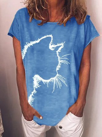 Mujer Gato Estampado Camiseta