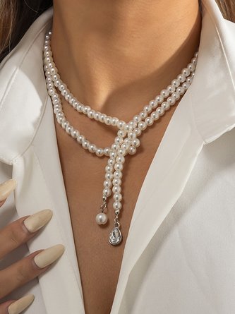 Collar Retro Tendencia Perla Borla