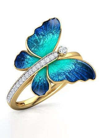 Anillo Diamante De Imitación Mariposa