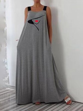 Vestido Vacación Cuello Cuadrado Manga Corta Tejido