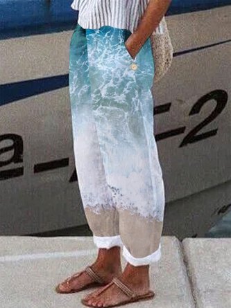 Casual Ombre Mar Aflojar Pantalones