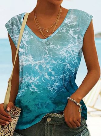 Maravilloso Oceano Gradiente Flojo Top Camiseta Talla Grande