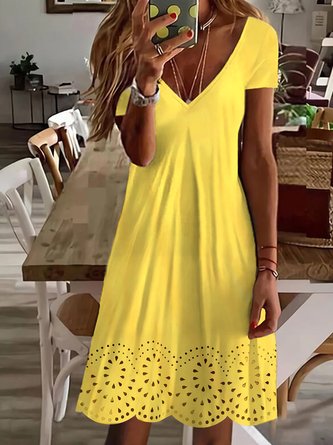 Casual Regular Ajuste Manga Corta Tejer Vestido