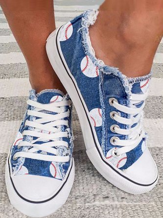 De Mujeres Tenis Patrón Angustiadas Mezclilla Lona Zapatos Planos