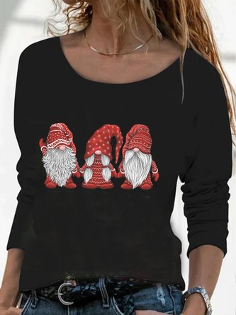 Escote Redondo Casual  Flojo Navidad Camiseta
