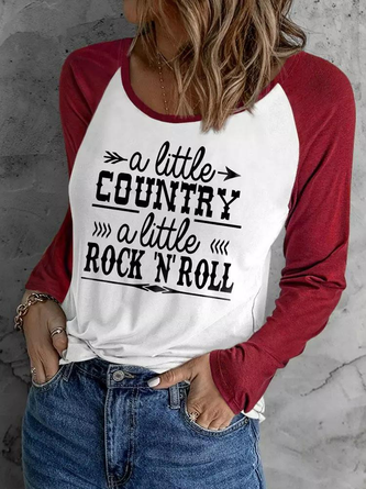A Little Country A Little Rock 'N' Roll Raglan Sleeve T-Shirt Tee - White