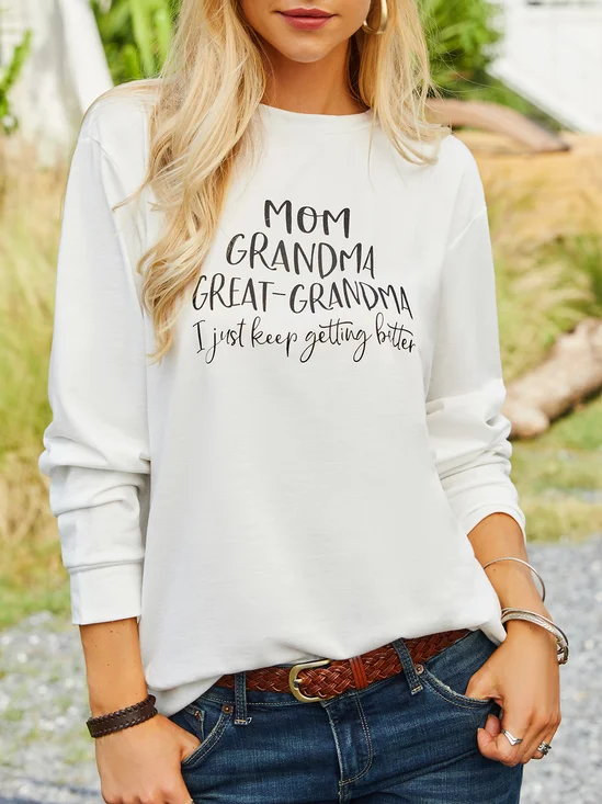 Casual Flojo Escote Redondo Letras de texto Sudadera