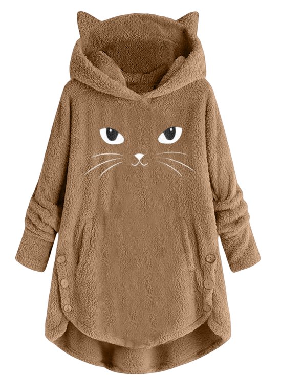 rascarse Lindo Gato Bordado Flojo Tibio Sudadera