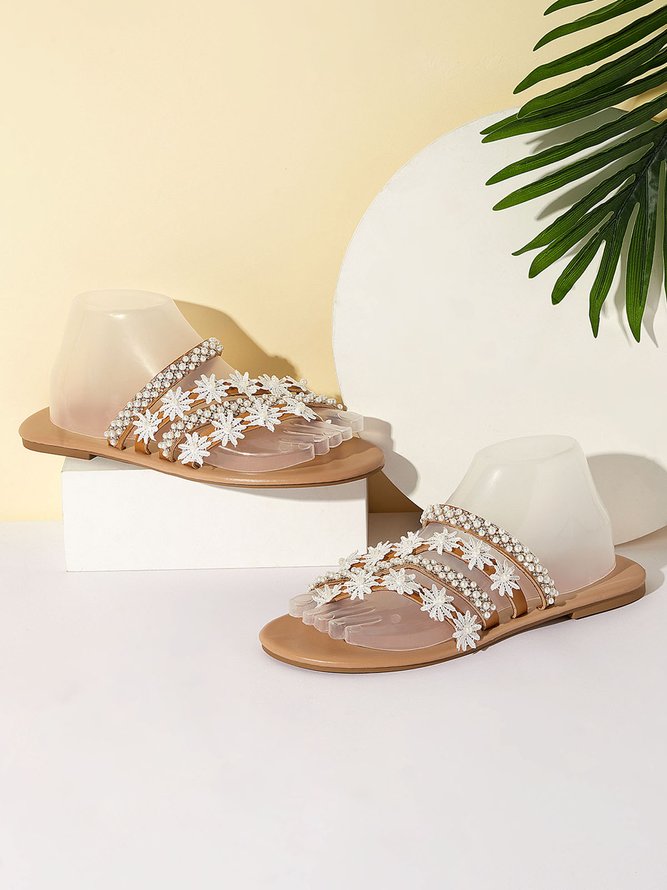 Sandalias De Mujeres Romántico Flor Decorativo Bodas Abatible