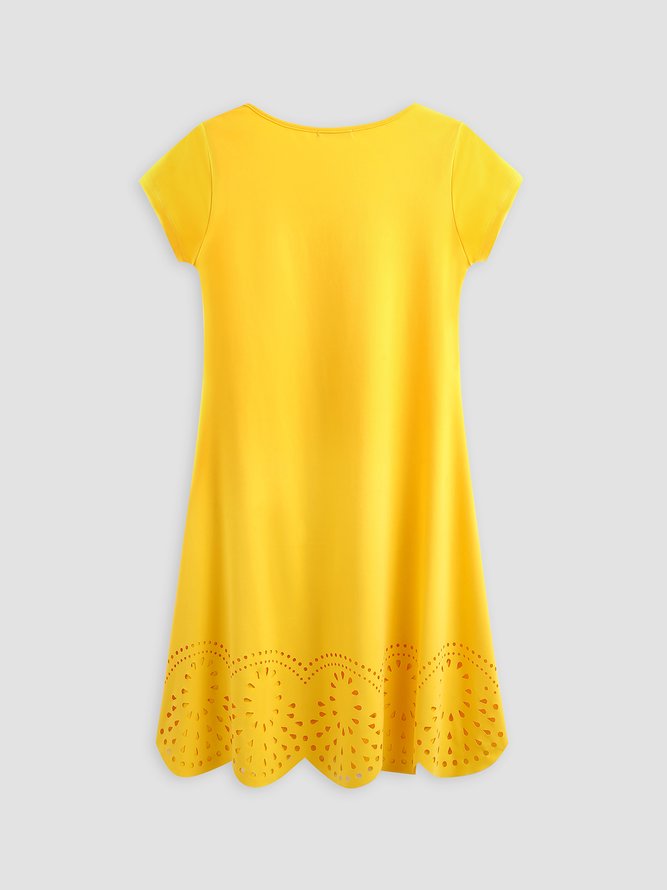 Casual Regular Ajuste Manga Corta Tejer Vestido