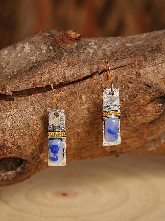 Azul Aleación Aretes