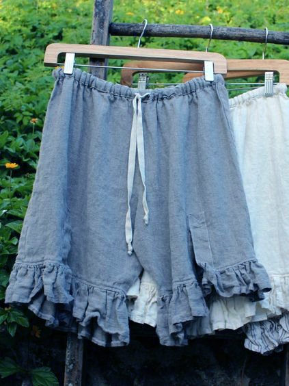 Mujeres Arrugados Algodón Mezclas Cintura Elástica Flojo Casual Pantalones Cortos