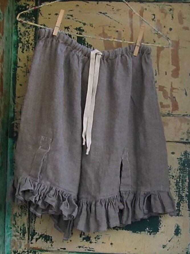 Mujeres Arrugados Algodón Mezclas Cintura Elástica Flojo Casual Pantalones Cortos