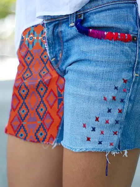 Pantalones Cortos de Mezclilla Tribal Casuales