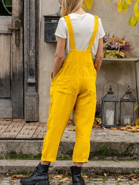 Mono  Casual Mameluco De Las Mujeres Algodón Mezclado Lino