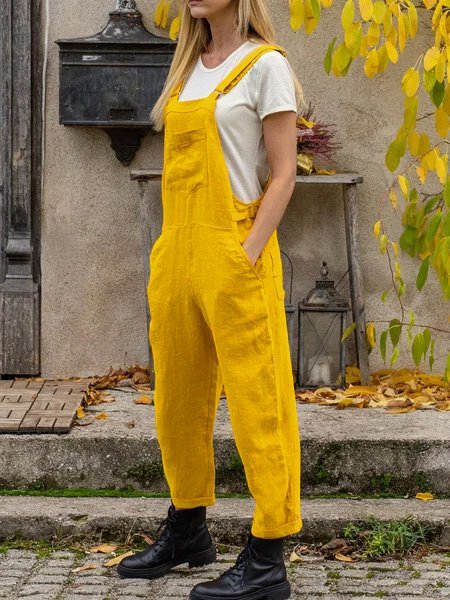 Mono  Casual Mameluco De Las Mujeres Algodón Mezclado Lino