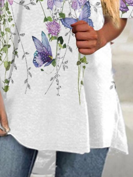 Mujeres Los Nuevo Casual Mariposa Estampado Camiseta