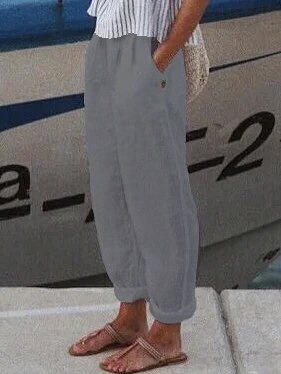 Aflojar Casual Algodón Pantalones