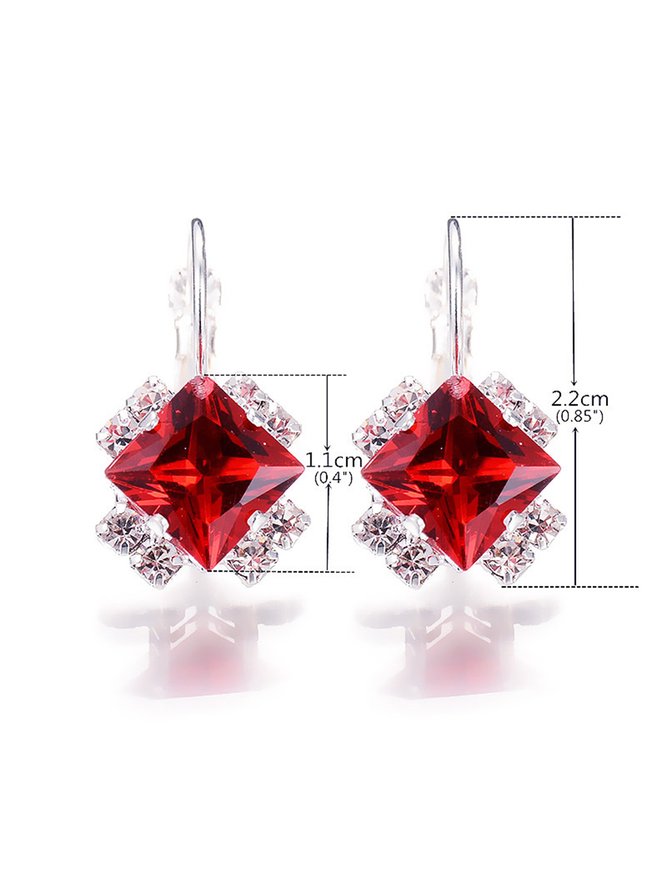 Simple Diamante De Imitación Joya Aleación Aretes