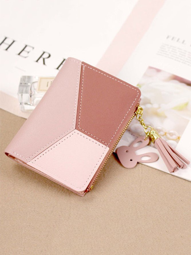 Monedero Señoras Moda Contraste Color Mini Cremallera Cartera