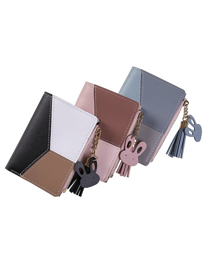 Monedero Señoras Moda Contraste Color Mini Cremallera Cartera