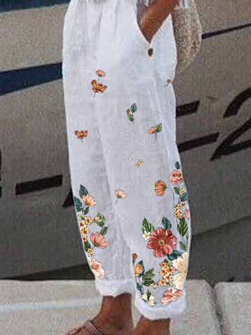Casual Floral Ombre Aflojar Pantalones