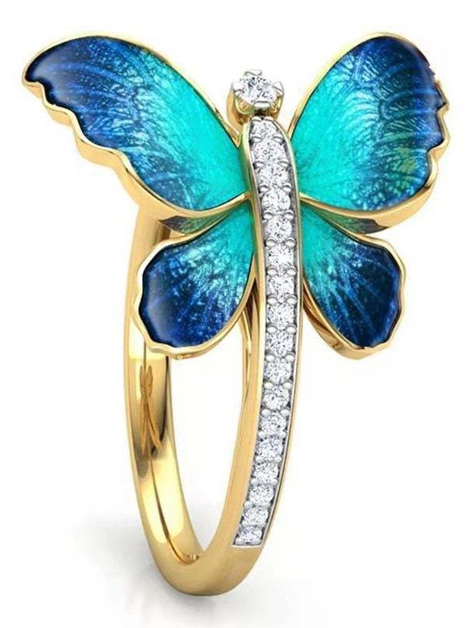 Anillo Diamante De Imitación Mariposa