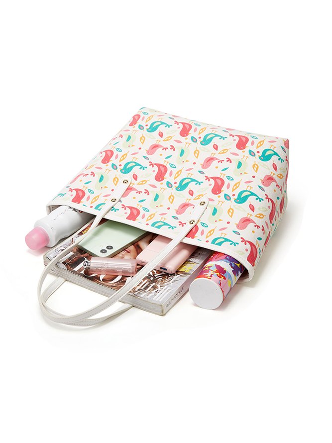 Bolso De Mujeres Recurso Estilo Hoja Estampado Cremallera Lona Bandolera Playa