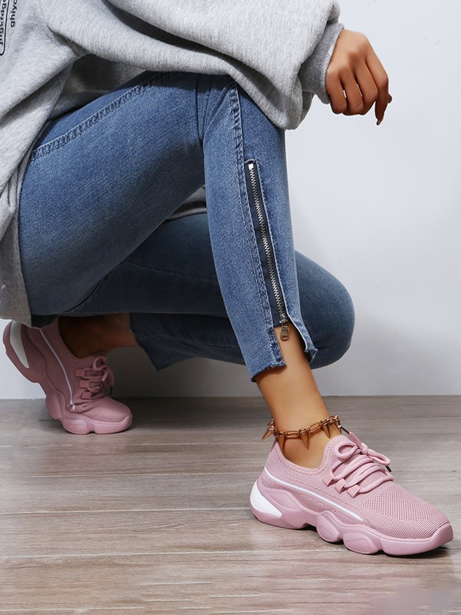 Zapatillas Deportivas Cómodo Con Cordones  En Simple Tela
