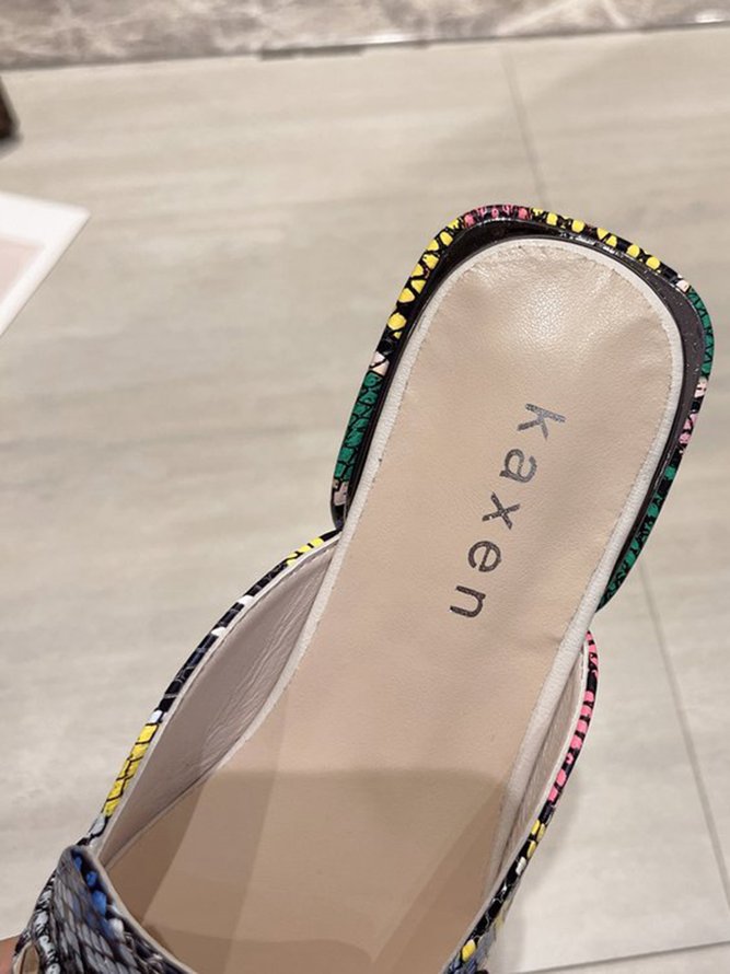 Dorado Cadena Serpiente Estampado Mulas