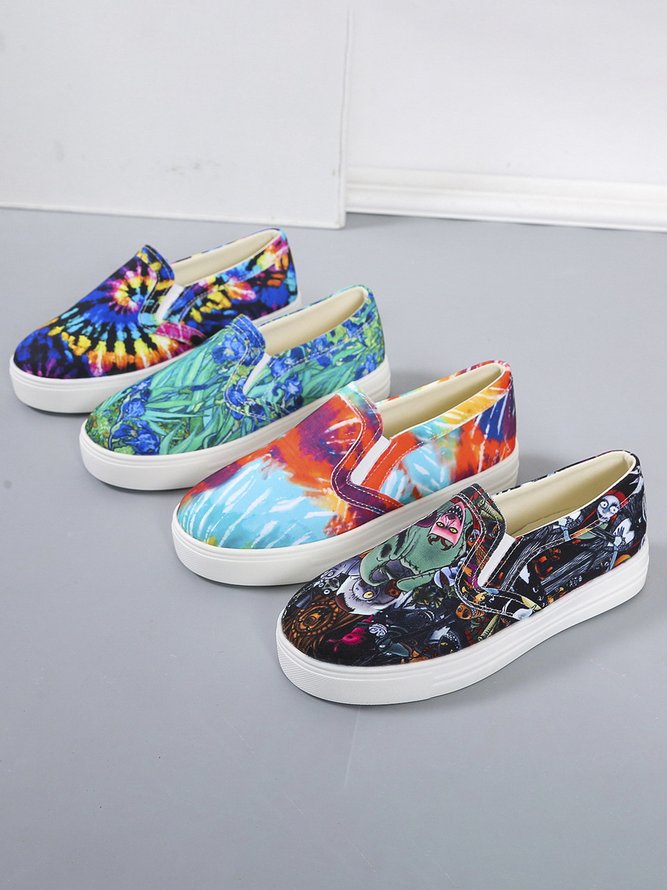 Zapatos Planos Colorido Teñido Gradiente Estampado