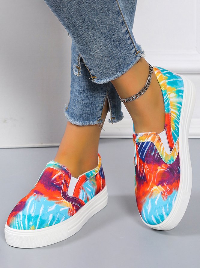 Colorido Teñido Gradiente Estampado Zapatos Planos