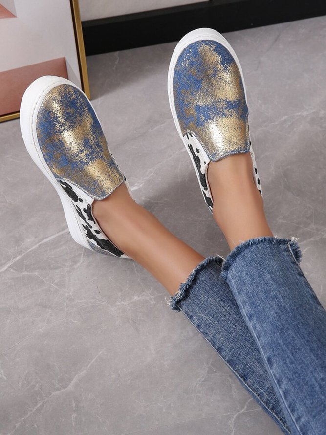 Vaca Patrón Dorado Frustrar Panel Casual Zapatos Planos
