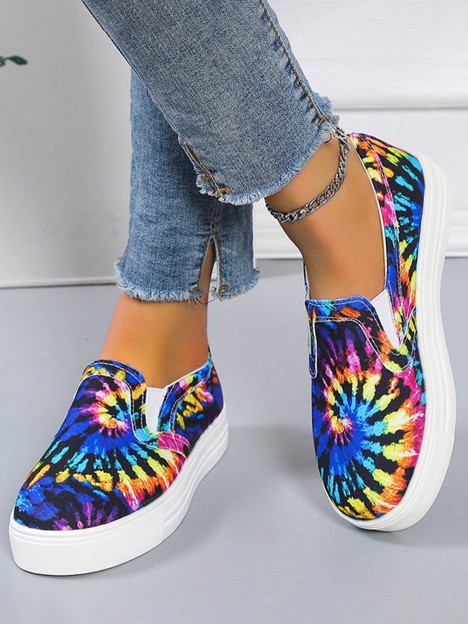 Zapatos Planos Colorido Teñido Gradiente Estampado