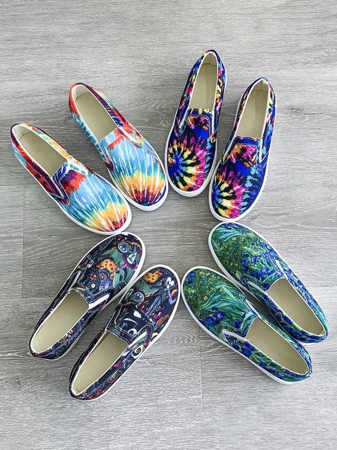 Zapatos Planos Colorido Teñido Gradiente Estampado