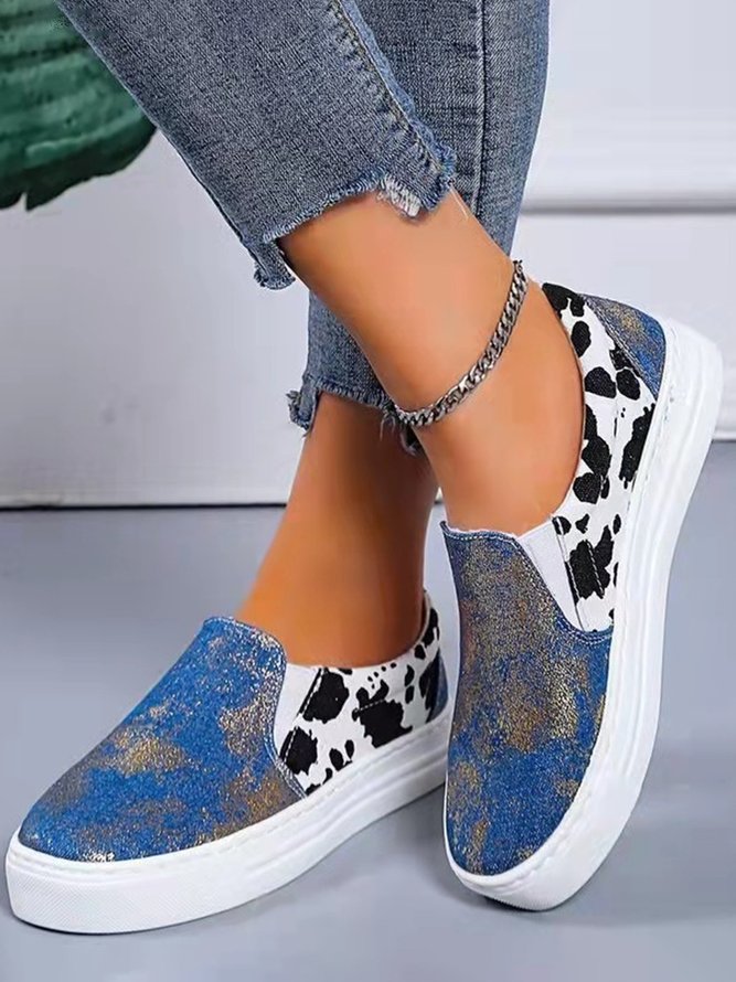 Vaca Patrón Dorado Frustrar Panel Casual Zapatos Planos